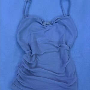SHEIN Blue Ruched Sleeveless Tank Top